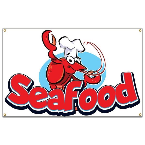 Seafood Banner Concession Stand Food Truck Single Sided